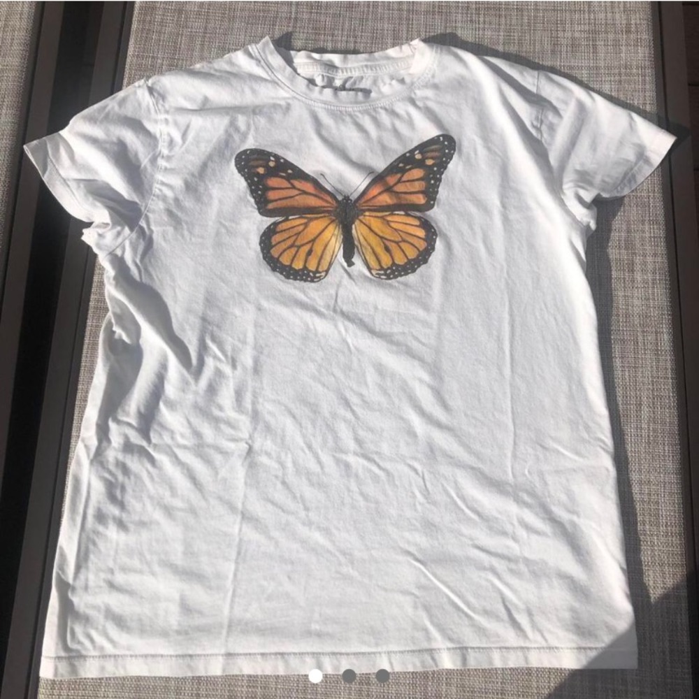 cream orange monarch butterfly top graphic tee